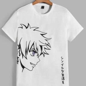 Homens Camiseta Padrão de letras e figuras japonesas