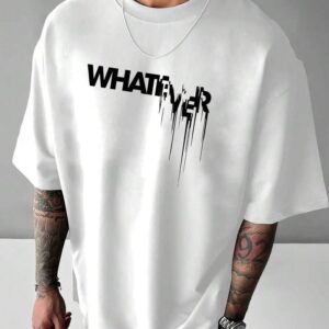 Men's Fashion Letter Print Round Neck Short Sleeve Casual T-Shirt